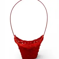 Корзина плетеная 21 х 18 х 14 см, ручка h=15 см, красный "шляпа"