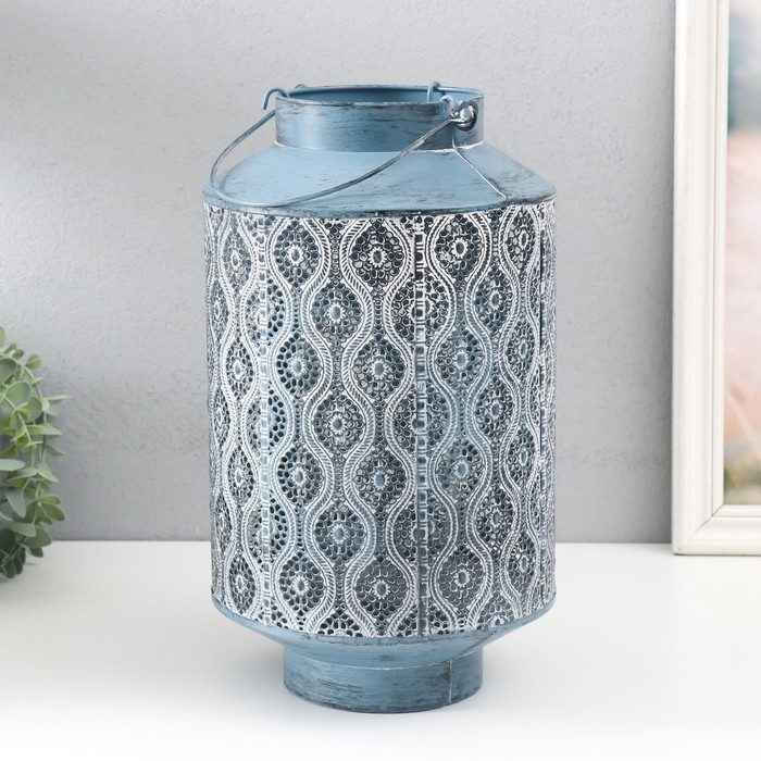 Подсвечник металл на 1 свечу "Арабика" d=8,5 см состаренное серебро 19х34 см