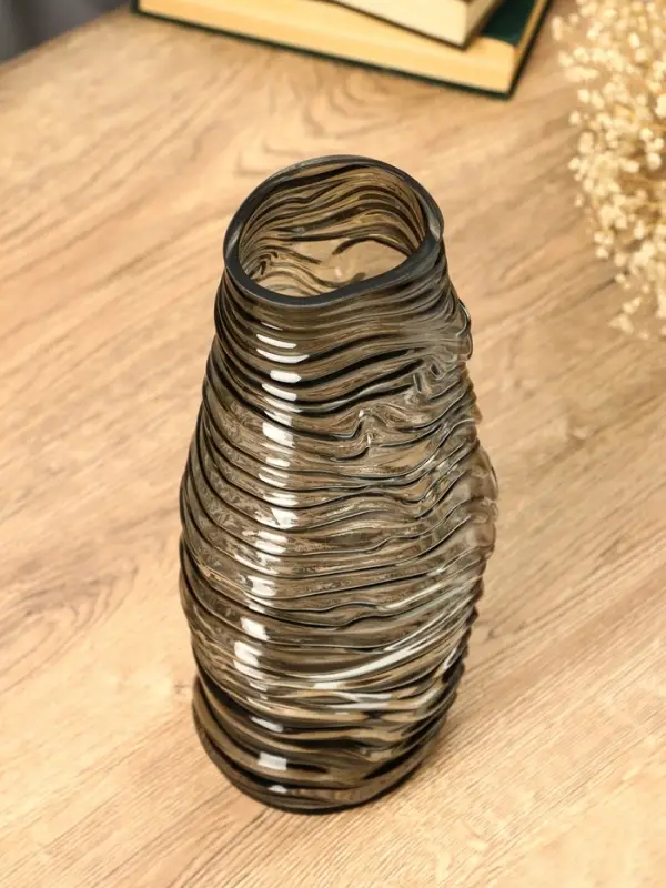 Ваза стекло настольная "Ванесса" полосы, 30х12 см, серый