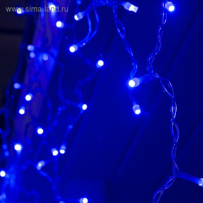 Гирлянда &laquo;Бахрома&raquo; 3 &times; 0.6 м, IP44, УМС, прозрачная нить, 160 SMD-LED, свечение синее, 220 В