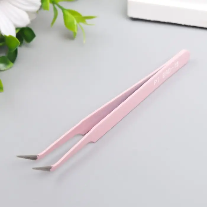 Пинцет для творчества прямой "Зефирно-розовый" изогнутый 12,1х1 см