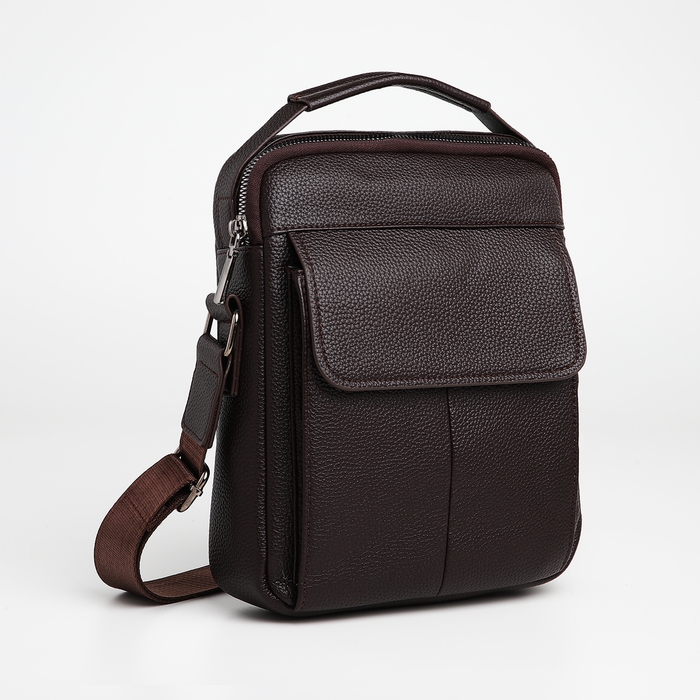 Сумка мужская через плечо TEXTURA, 2 наружных кармана, цвет коричневый Сумка мужская через плечо TEXTURA, 2 наружных кармана, цвет коричневый