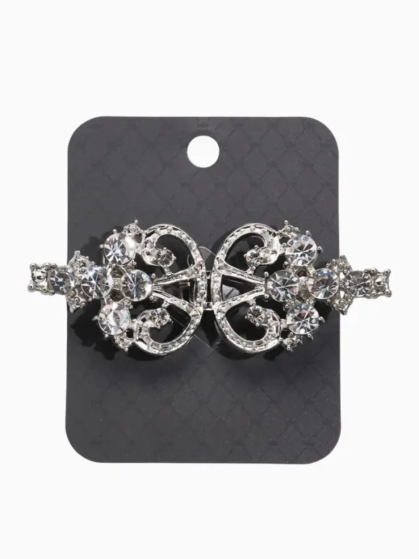 Зажим для кардигана "Ажур", пика, цвет белый в серебре