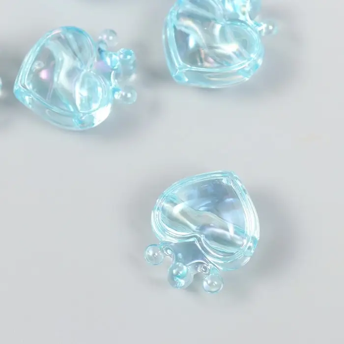 Бусина для рукоделия и плетения &laquo;Арт Узор. Сердечко с короной голубое&raquo;, пластик, 2.1&times;1.4&times;2.5 см