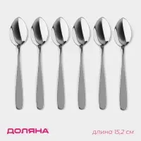 Набор чайных ложек Доляна &laquo;Симпли&raquo;, длина 15,2 см, 6 шт, цвет серебряный