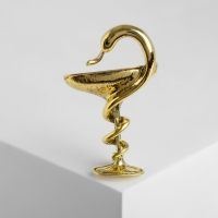 Новый год! Символ года 2025! Брошь &laquo;Змея в геральдике&raquo; знак, 4,4 см, цвет чернёное золото