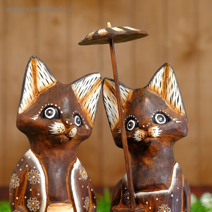 Сувенир дерево "Парочка котишек" (набор 2 шт) 30х30х9 см