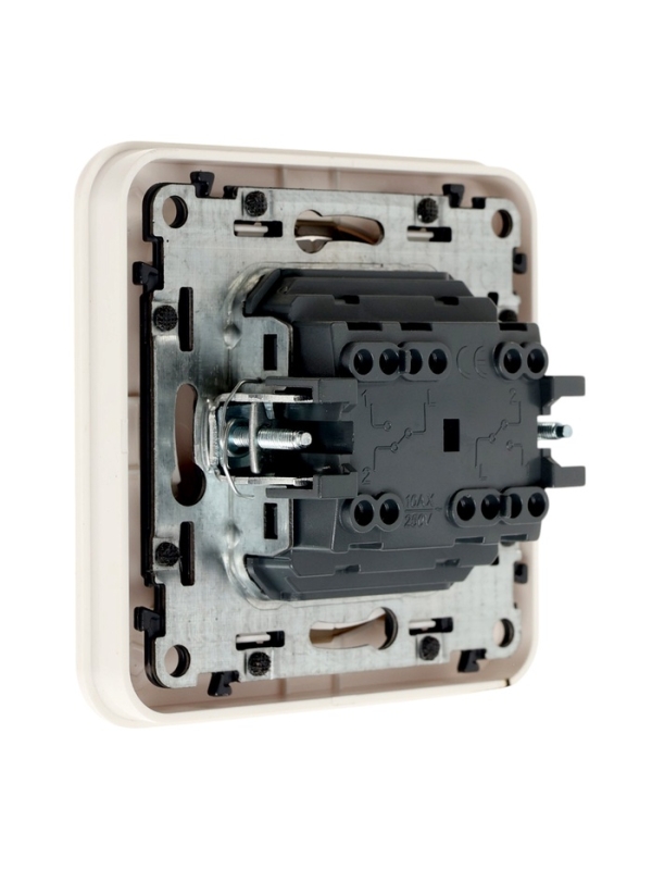 Выключатель, серия "Circular", 10 А, 2 кл., скрытый, белый, серебристая рамка