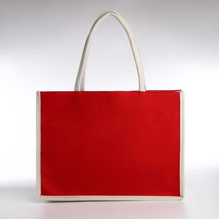 Сумка пляжная без застёжки, цвет молочный/красный Сумка пляжная без застёжки, цвет молочный/красный