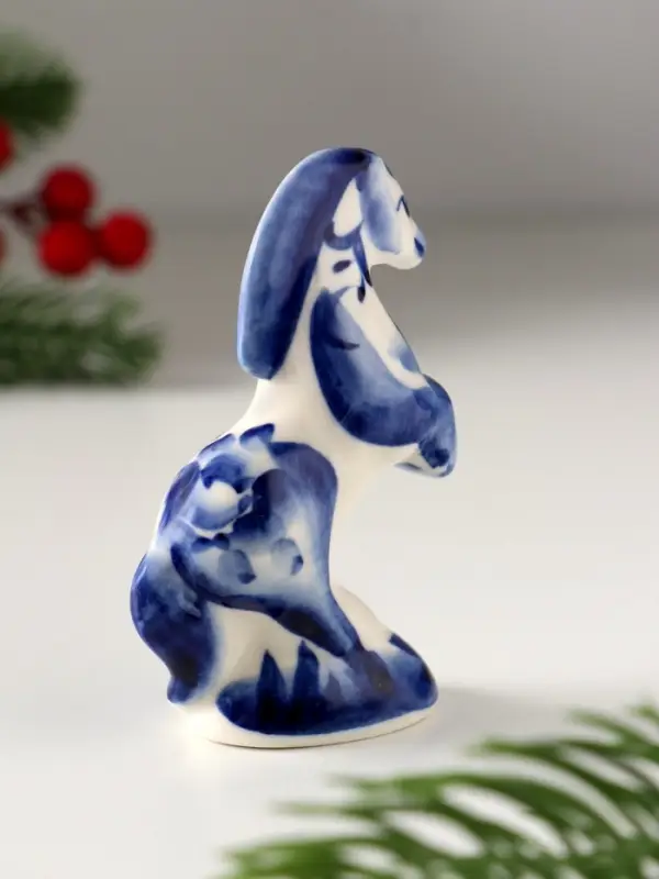 Сувенир Конь на дыбах, 8х5 см, гжель