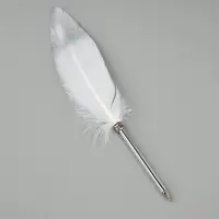 Перо белое с серебром (наконечник ручка), дл.25 см