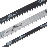 Набор пилок для лобзиков ТУНДРА, по дереву, прямой, фигурный и быстрый рез, HCS, 3 шт.