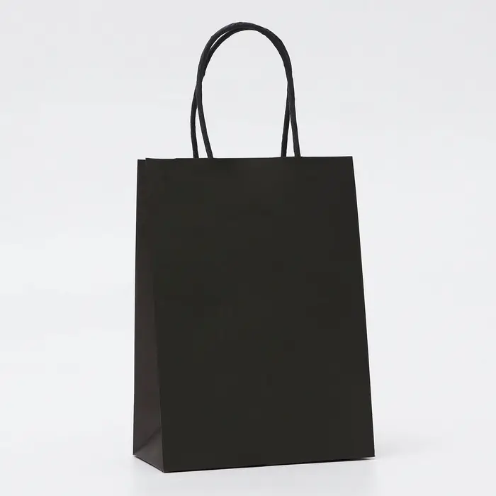 Пакет крафт черный, круглая ручка, 15&times;21&times;8 см, 120 г