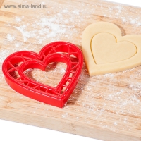 Форма для печенья &laquo;Сердце&raquo;, вырубка, штамп, 6,3&times;6,6&times;1,5 см, цвет красный