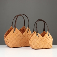 Набор корзин плетёных, 2 шт., 30&times;17&times;19 см, 24&times;14&times;15 см, ива, натуральный цвет