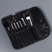 Набор кистей для макияжа, 7 предметов, чехол на кнопке, цвет чёрный