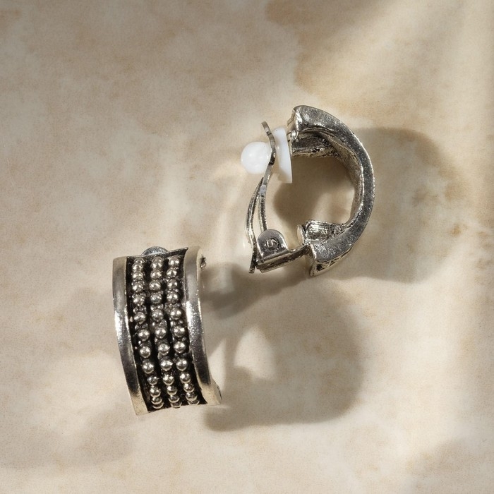 Клипсы &laquo;Грейс&raquo; шарики, цвет чернёное серебро