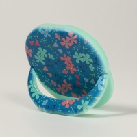 Зеркало карманное &laquo;Узор&raquo;, с подставкой, 8 &times; 8 см, цвет синий