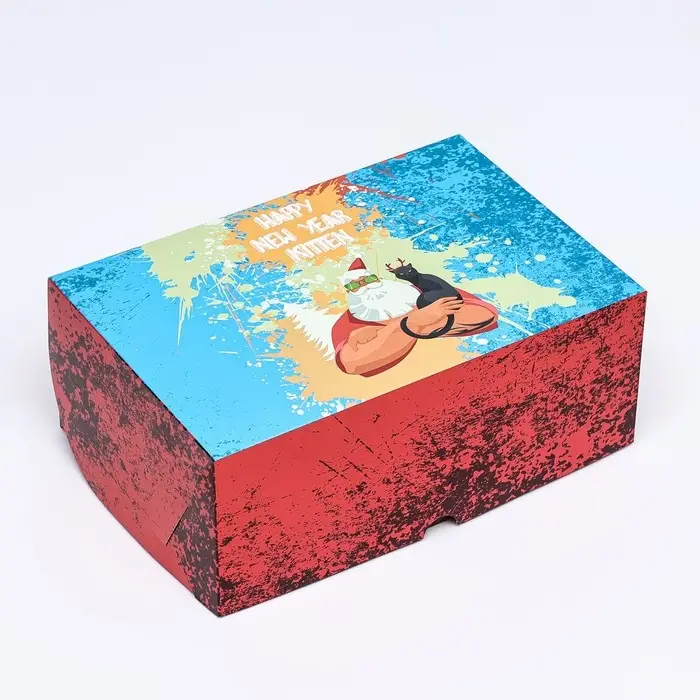 Коробка складная, двухсторонняя Happy New Year, 25&times;17&times;10 см
