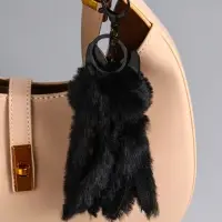 Пушистик на кольце "Чёрный кот" 18х5х5 см