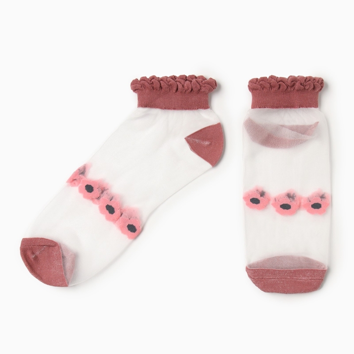 Носки женские стеклянные MINAKU &laquo;Цветы&raquo;, цвет розовый, р-р 36-37 (23 см)