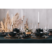 Миска фарфоровая на подставке из бамбука Magistro &laquo;Галактика&raquo;, 1,2 л, 18&times;18&times;8,5 см, цвет чёрный