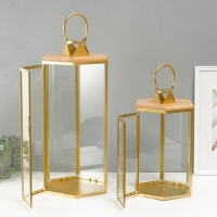 Подсвечник металл, дерево, фонарь"Шесть граней" набор 2 шт 22,5х19,5х38; 22,5х26х55 см Подсвечник металл, дерево, фонарь"Шесть граней" набор 2 шт 22,5х19,5х38; 22,5х26х55 см