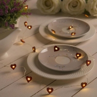 Гирлянда &laquo;Нить&raquo; 2 м роса с насадками &laquo;Сердце&raquo;, IP20, серебристая нить, 20 LED, батарейки ААх2 (нет в комплекте), свечение тёплое белое