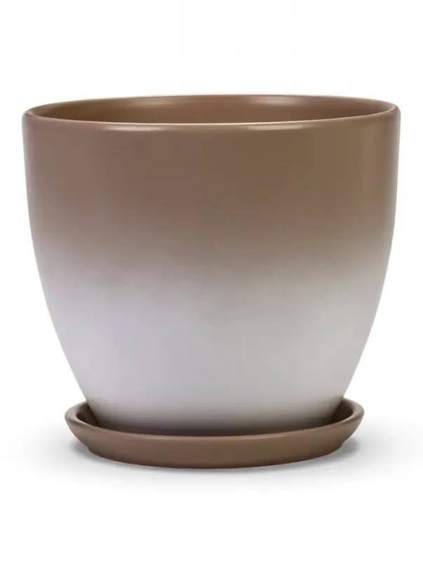Набор горшков цветочный поддоном 4 шт 0,6 / 1,4 / 2,5 / 5 л керамика капучино Туман