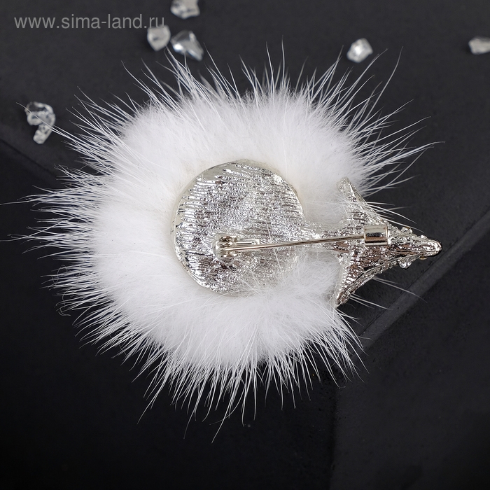 Брошь &laquo;Ёжик&raquo; пушистый, цвет белый в серебре