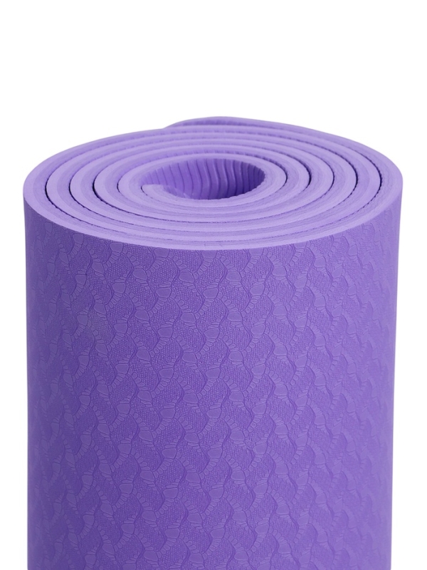 Коврик для фитнеса и йоги ONLYTOP, 183x61x 0,8 см, цвет фиолетовый/темно-фиолетовый