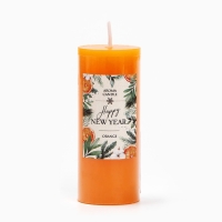 Новогодняя свеча-столбик интерьерная &laquo;Новый год: Happy New year&raquo;, апельсин, 3 x 7,5 см