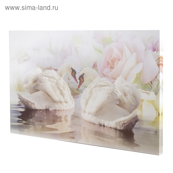 Картина на холсте Картина на холсте "Лебеди и розы" 60*100 см