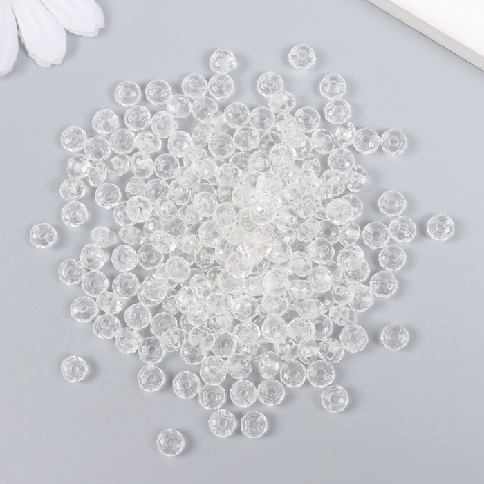 Бусины для творчества пластик "Кристалл с гранями прозрачный" набор 20 гр 0,4х0,6х0,6 см