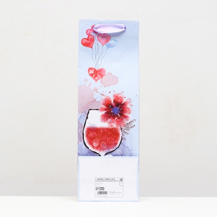 Пакет ламинированный под бутылку Пакет ламинированный под бутылку "Бокал" 12х36х9