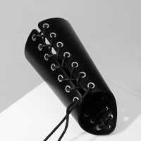 Браслет кожа &laquo;Манжета&raquo; на шнуровке, высокий, цвет серебряно-чёрный,