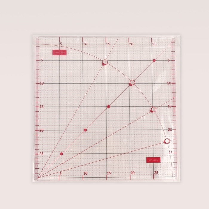 Линейка для квилтинга и пэчворка, с отверстиями, 30 × 30 см, цвет прозрачный/розовый Линейка для квилтинга и пэчворка, с отверстиями, 30 × 30 см, цвет прозрачный/розовый