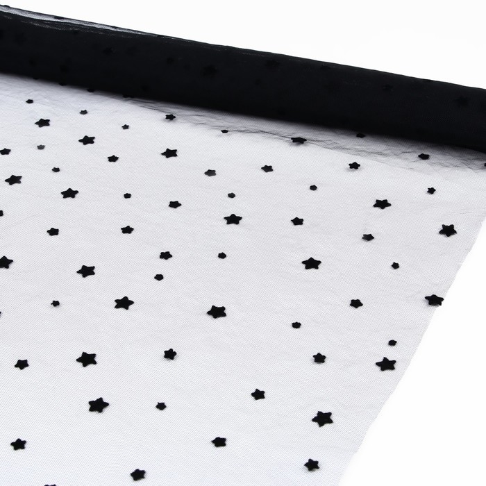 Сетка с флоком &laquo;Звёзды&raquo;, 150 см, 1 &plusmn; 0,2 м, цвет чёрный