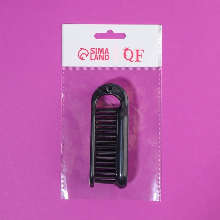 Расчёска массажная, складная, с зеркалом, 3 &times; 10 см, цвет чёрный