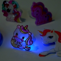 Набор детских колец &laquo;Выбражулька&raquo; светящийся, трафарет единорог, 3 шт., форма МИКС, цветной