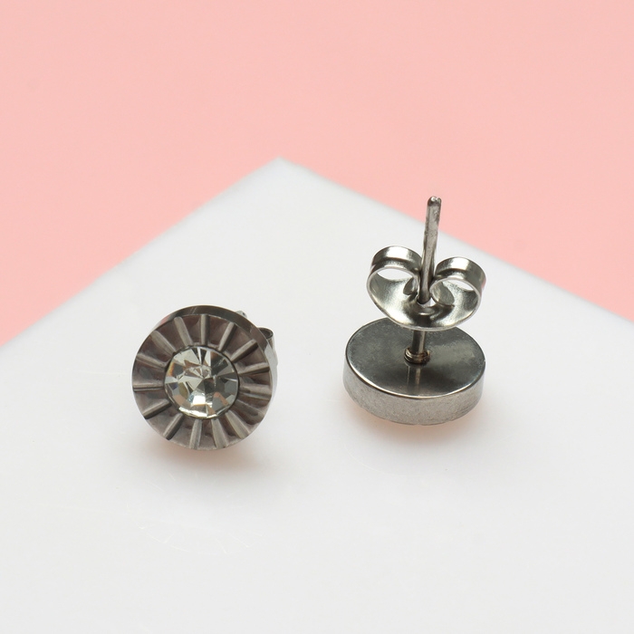 Серьги &laquo;Пусеты&raquo; стальные, кристалл, цвет белый в серебре