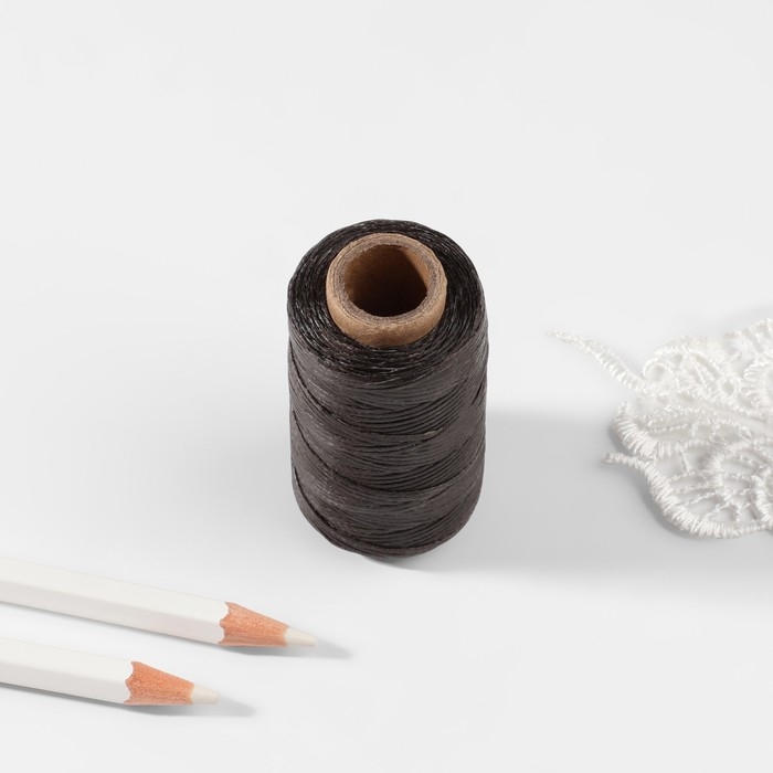 Нитки вощёные, плоские, 210D/16, 1 мм, 50 &plusmn; 2 м, цвет тёмно-серый