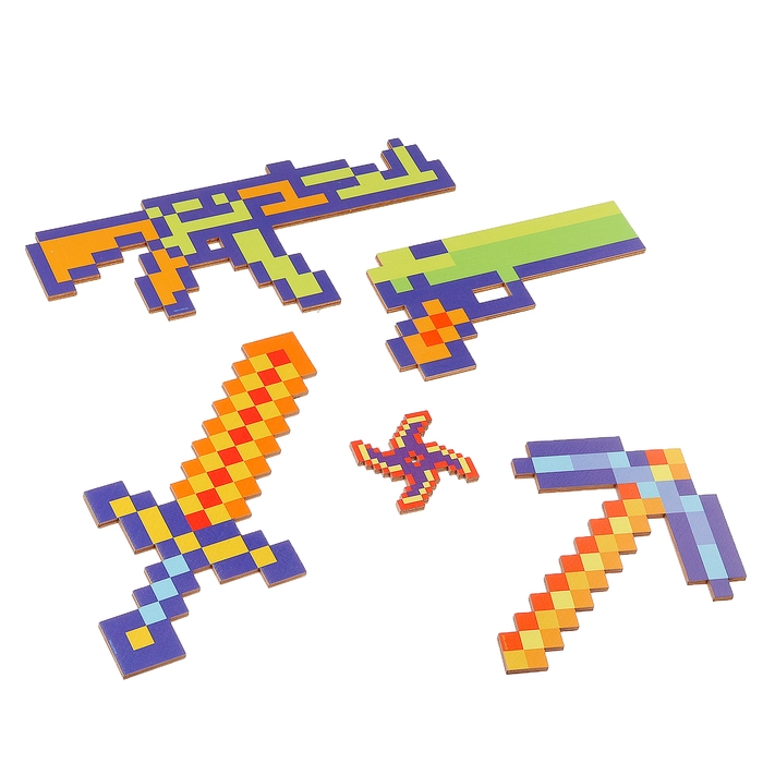 Деревянное оружие детское сувенирное &laquo;Пиксели&raquo;, 5 предметов