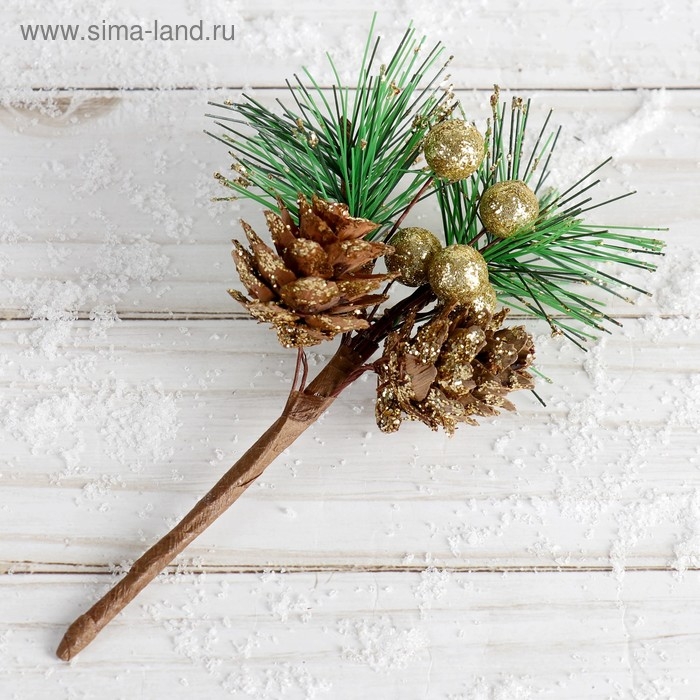Декор Декор "Зимние грезы" две шишки ягодки хвоя, 15 см