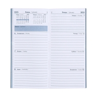 Еженедельник датированный 2025 года, 80х165 мм, 64 листа ESCALADA, мягкая обложка из искусственной кожи, блинтовое тиснение, блок 70 г/м&sup2;, голубой