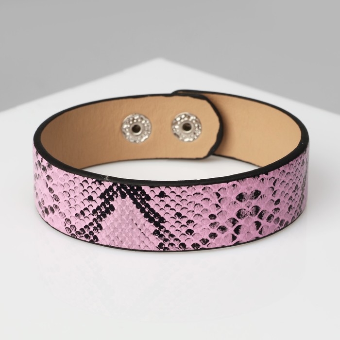 Браслет кожа &laquo;Сафари&raquo; питон, цвет чёрно-розовый, 22 см