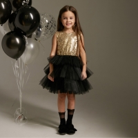 Платье нарядное для девочки с пайетками KAFTAN, размер 30 (98-104), цвет чёрный Платье нарядное для девочки с пайетками KAFTAN, размер 30 (98-104), цвет чёрный