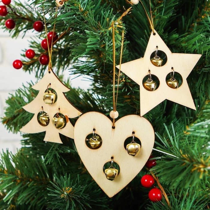 Подвеска новогодняя «Фигурки с бубенчиками», МИКС Подвеска новогодняя «Фигурки с бубенчиками», МИКС