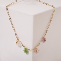 Цепь &laquo;Лето&raquo; цветы, цветная в золоте, L= 40 см