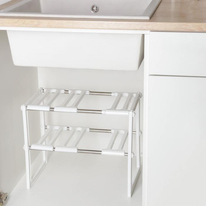 Полка под раковину раздвижная, 26&times;50(70)&times;38 см, цвет белый
